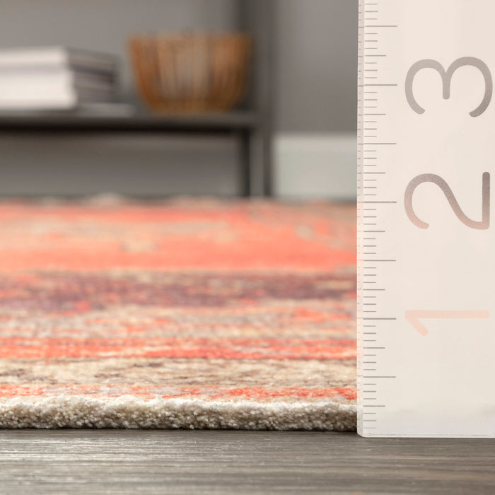 Rust Flatweave Rug Machine Washable For Families