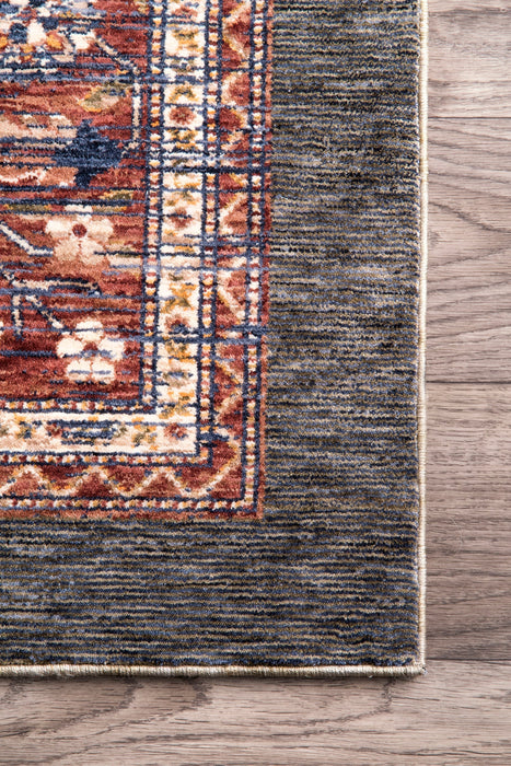 Rust Floral Area Rug 50x80 cm