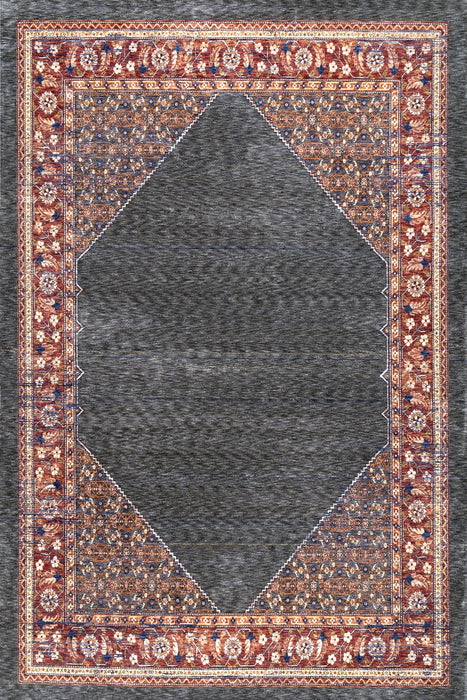 Rust Floral Area Rug 50x80 cm