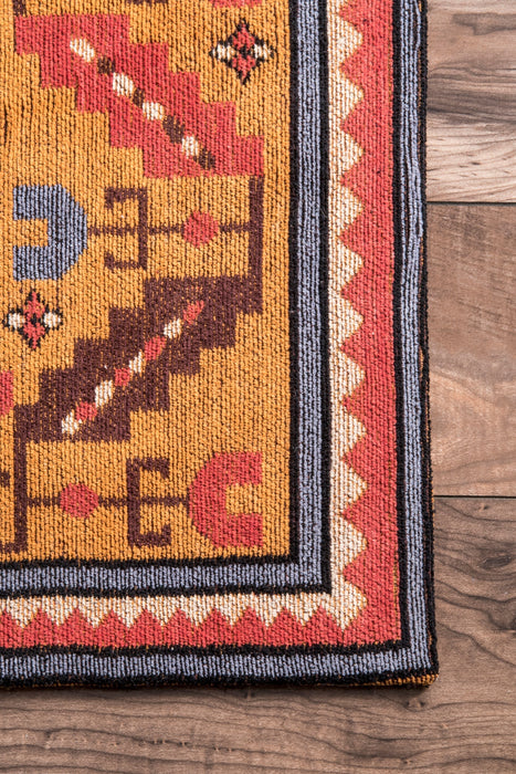 Rust Octagon Medallion Area Rug 50 cm x 80 cm