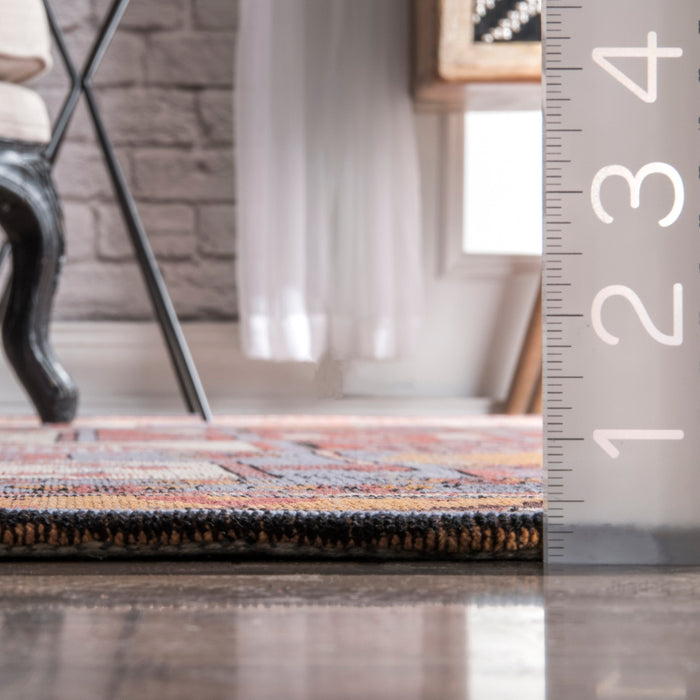 Rust Octagon Medallion Area Rug 50 cm x 80 cm