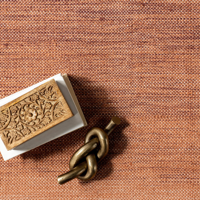 Rust Ombre Plaid Area Rug in Wool and Cotton Blend