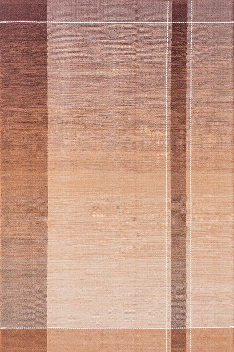 Rust Ombre Plaid Area Rug in Wool and Cotton Blend