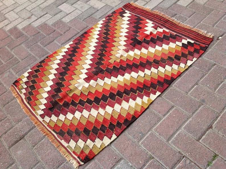 Tappeto Kilim arancione ruggine, 118 cm x 87 cm, tessuto vintage a mano