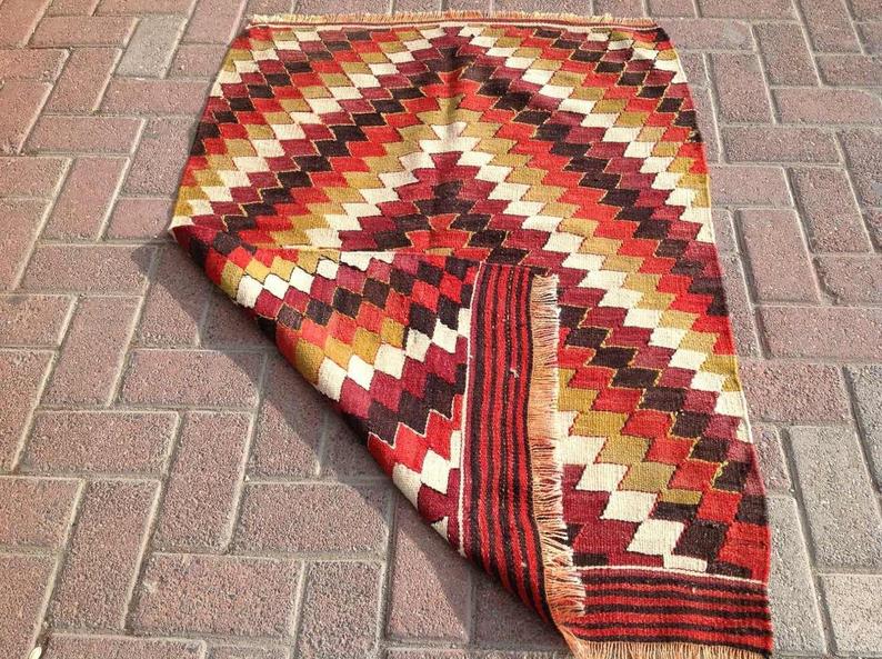 Tappeto Kilim arancione ruggine, 118 cm x 87 cm, tessuto vintage a mano