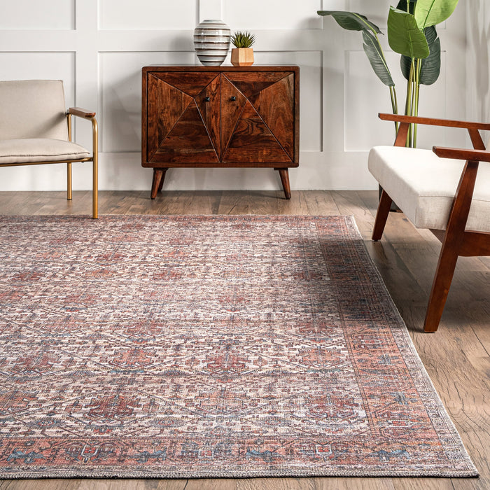 Rust Oriental Washable Area Rug 150x240 cm