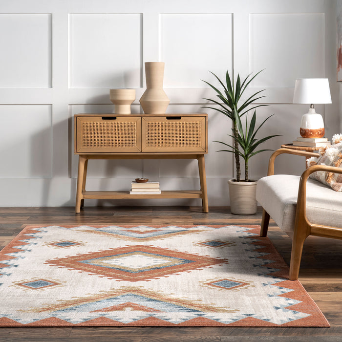 Rust Southwestern Design Area Rug 60cm x 90cm