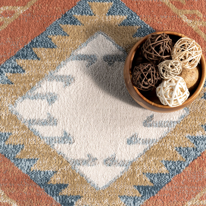 Rust Southwestern Design Area Rug 60cm x 90cm