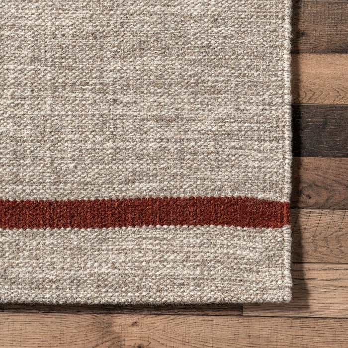 Rust Stripe Wool And Cotton Blend Area Rug