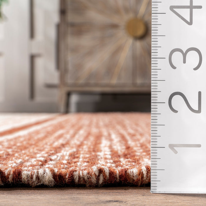 Rust Stripe Wool And Cotton Blend Area Rug