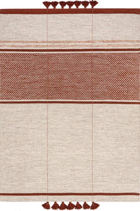 Rust Stripe Wool And Cotton Blend Area Rug