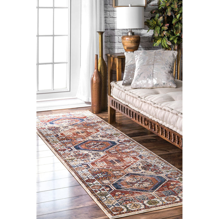 Rust Tribal Hexagonal Area Rug 140x200 cm