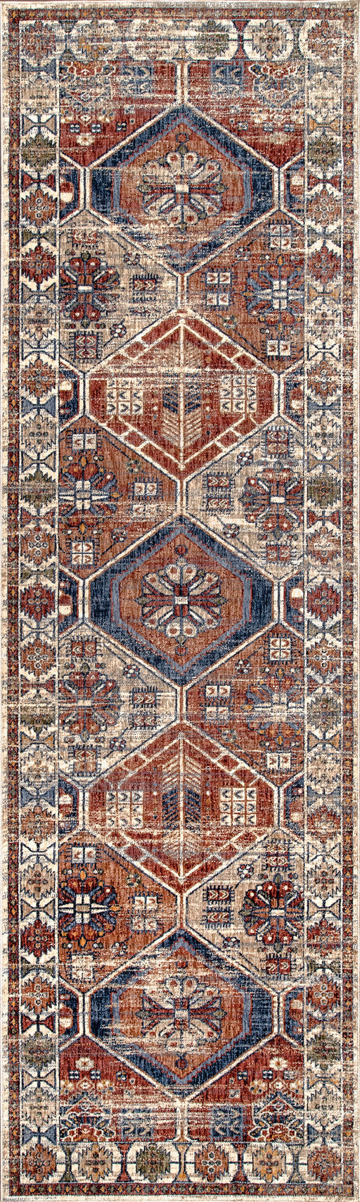 Rust Tribal Hexagonal Area Rug 140x200 cm
