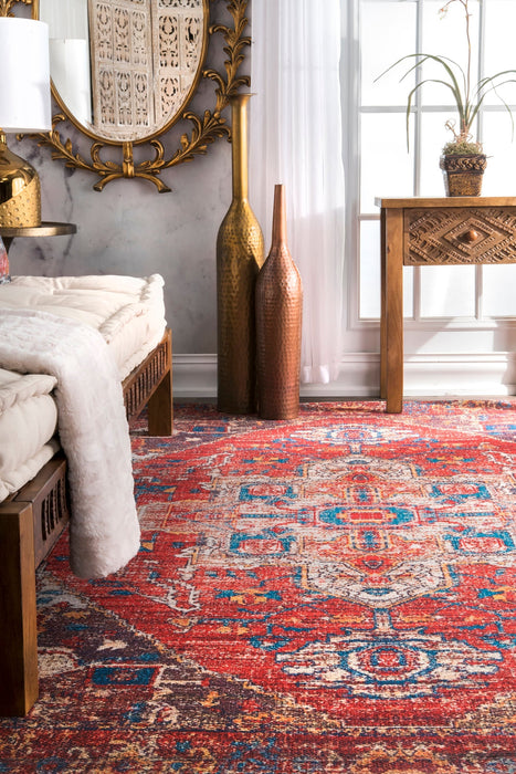 Rust Tribal Medallion Area Rug 160 cm