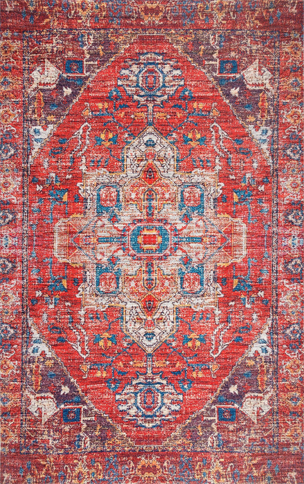 Rust Tribal Medallion Area Rug 160 cm