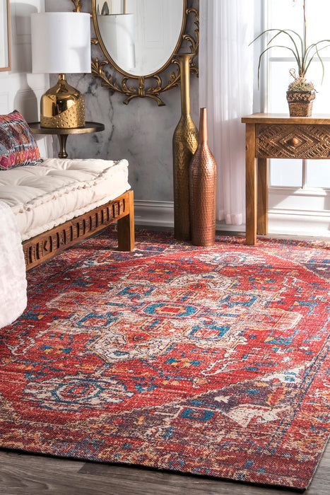 Rust Tribal Medallion Area Rug 160 cm