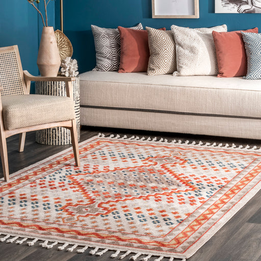 Rust Tribal Speckle Tassel Area Rug 120x180 cm