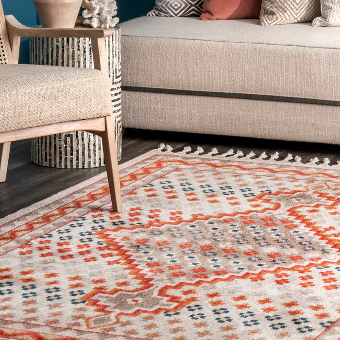 Rust Tribal Speckle Tassel Area Rug 120x180 cm
