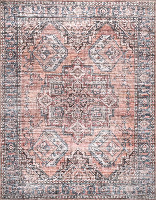 Rust Washable Area Rug 150x240 cm for Busy Homes