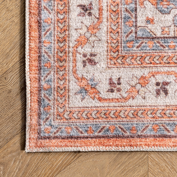 Rust Washable Medallion Area Rug 160 cm