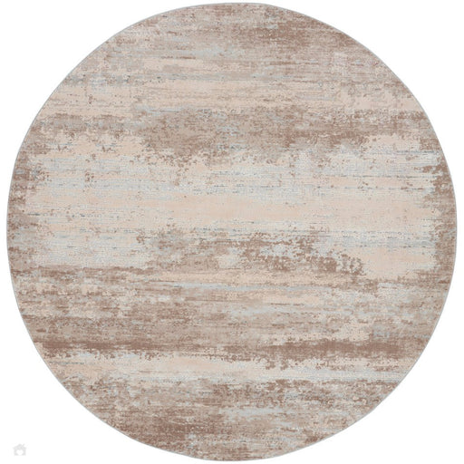 Texture rustiche RUS03 Tappeto rotondo beige a pelo piatto con texture alta e bassa, astratto moderno, invecchiato, scintillante