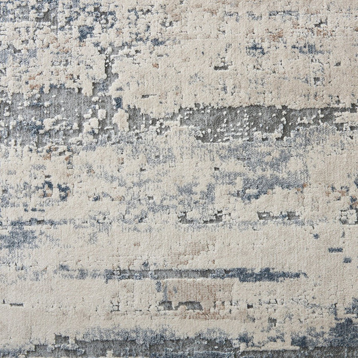 Texture rustiche RUS04 Tappeto rotondo beige/grigio a pelo piatto con texture alta e bassa, astratto moderno, invecchiato, scintillante