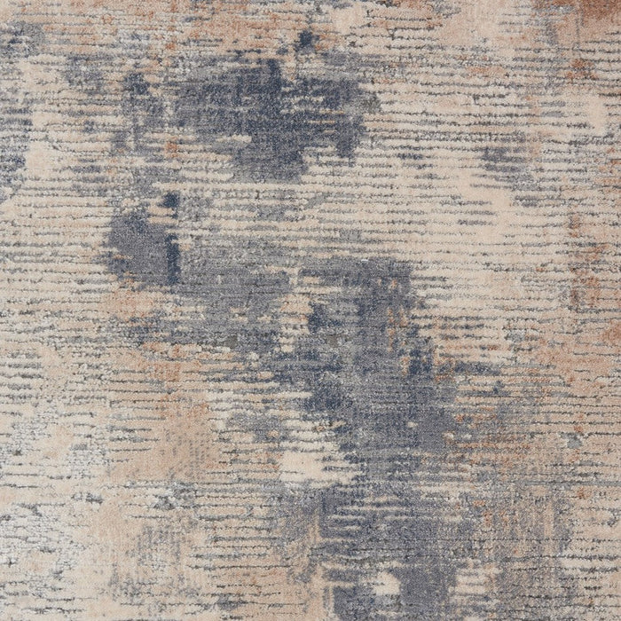 Texture rustiche RUS05 Tappeto rotondo beige/grigio a pelo piatto con texture alta e bassa, astratto moderno, invecchiato, scintillante