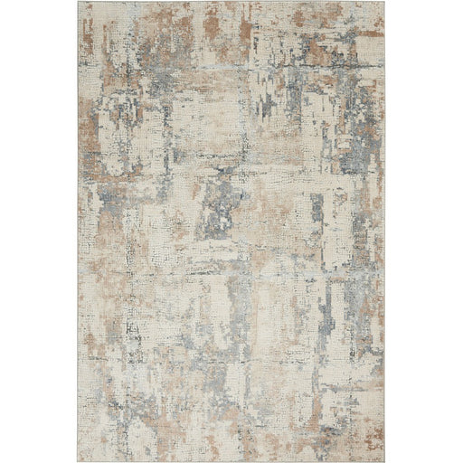 Rustic Textures RUS06 Tappeto moderno astratto invecchiato luccicante intagliato a pelo piatto con struttura alta e bassa beige/grigio