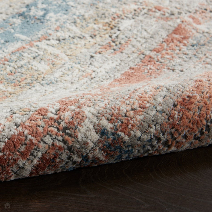 Rustic Textures RUS11 Modern Abstract Distressed Shimmer Carved Hi-Low Textured Flat-Pile Multicolour Rug