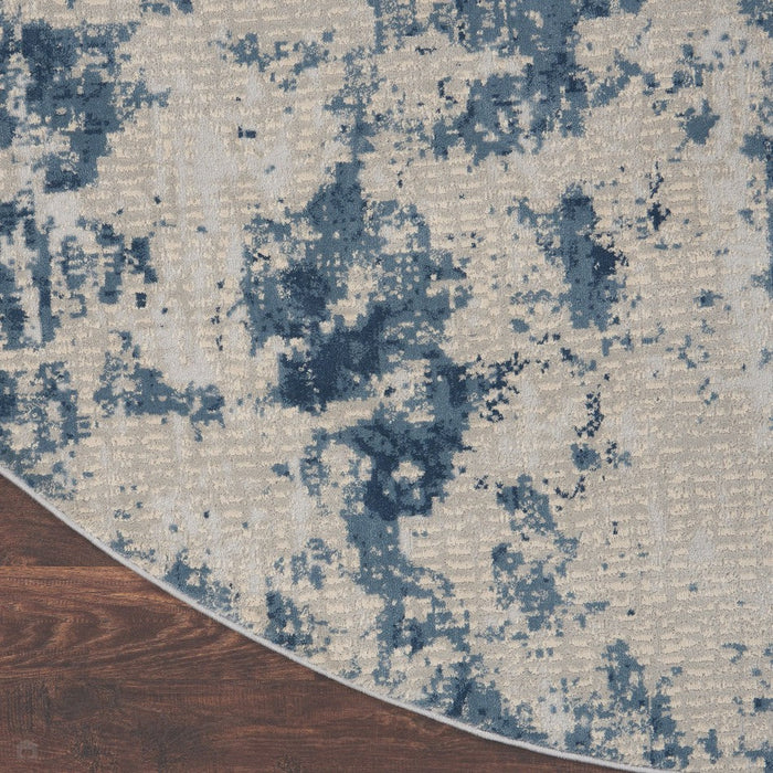 Rustic Textures RUS16 Tappeto moderno astratto invecchiato luccicante intagliato a pelo piatto con struttura alta e bassa grigio/blu