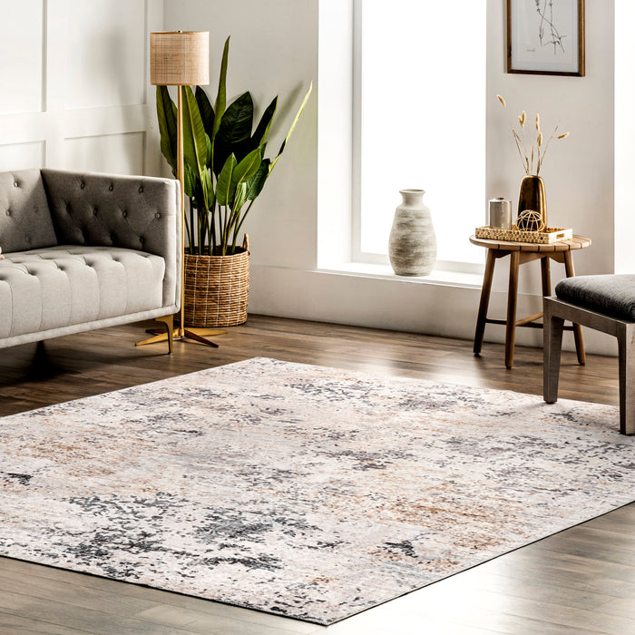 Ruth Machine Washable Ivory Splatter Area Rug