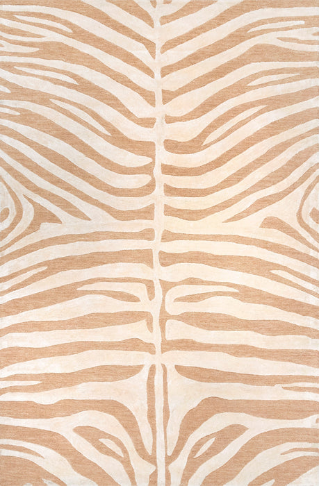 Safari Zebra Print Wool Rug in Tan 120x180 cm