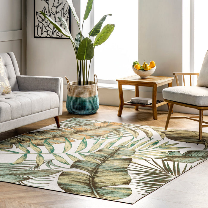 Sage Green Jungle Machine Washable Area Rug 160x230 cm