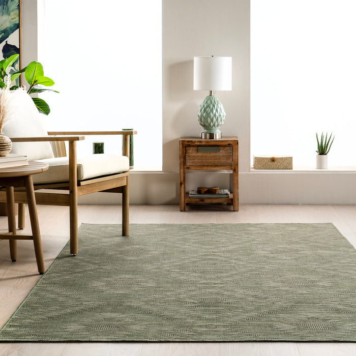 Sage Green Washable Area Rug With Non-Slip Backing
