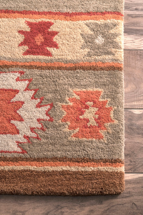 Sage Southwestern Area Rug with Aztec Design