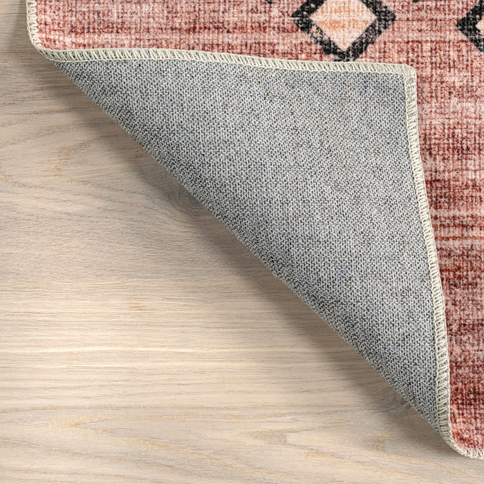 Sagebrush Geometric Washable Area Rug Blush Color 140x200 cm