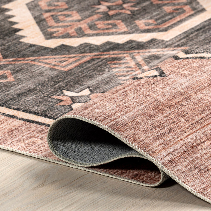 Sagebrush Geometric Washable Area Rug Blush Color 140x200 cm