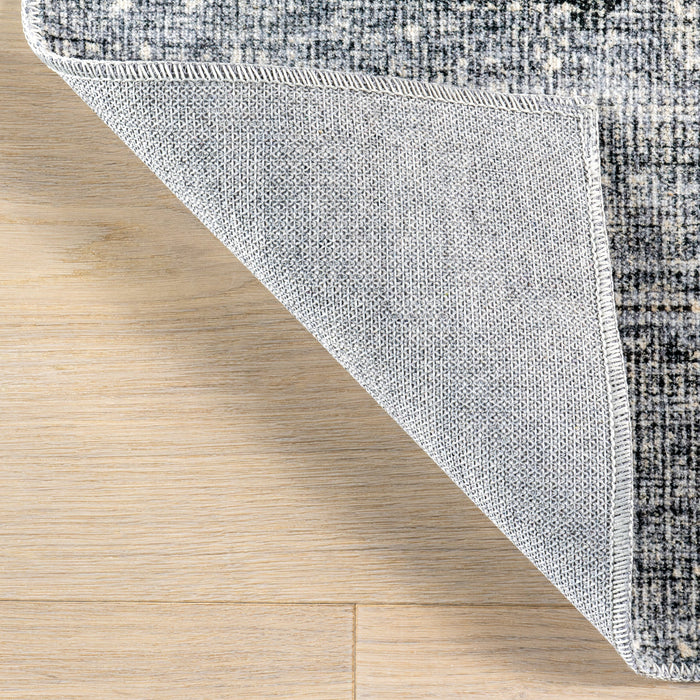 Sagebrush Geometric Washable Area Rug in Grey Color