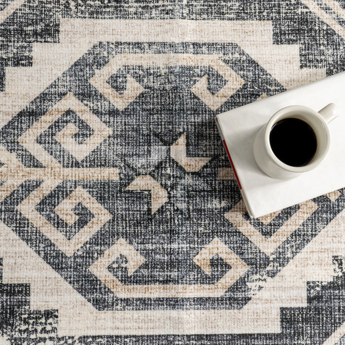 Sagebrush Washable Geometric Area Rug 150 cm Grey