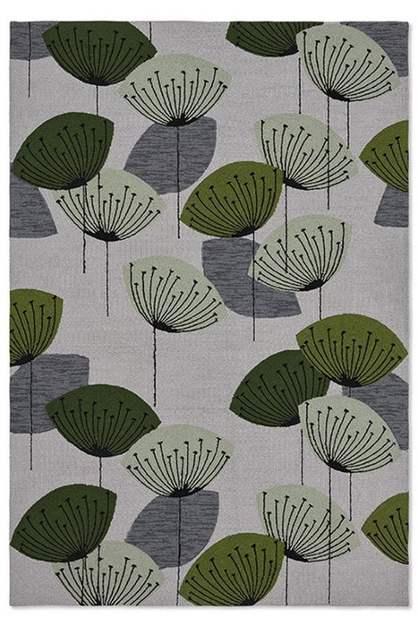 Sanderson Dandelion Clocks Botanical Outdoor Green 445807 Rug