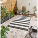 Santa Monica 48644 Striped Durable Stain-Resistant Weatherproof Flatweave In-Outdoor Black/White Rug