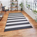 Santa Monica 48644 Striped Durable Stain-Resistant Weatherproof Flatweave In-Outdoor Black/White Rug