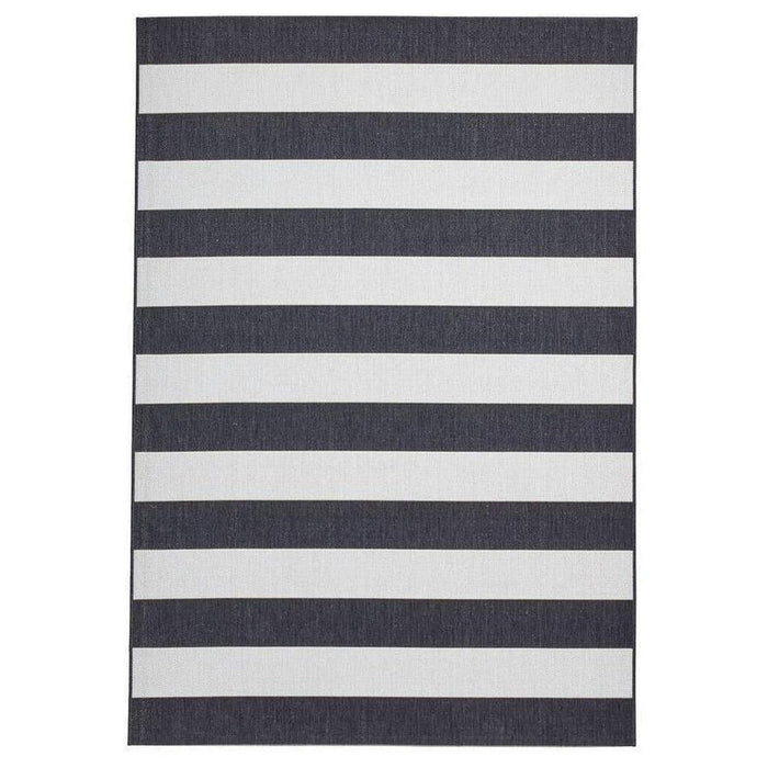 Santa Monica 48644 Striped Durable Stain-Resistant Weatherproof Flatweave In-Outdoor Black/White Rug