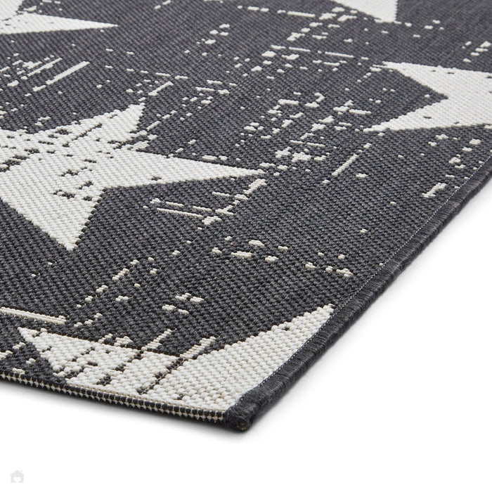 Santa Monica 48648 Star Durable Stain-Resistant Weatherproof Flatweave In-Outdoor Black/White Rug