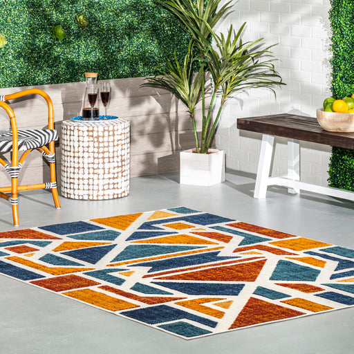 Sarah Geometric Indoor Outdoor Rug Rust 120x170 cm