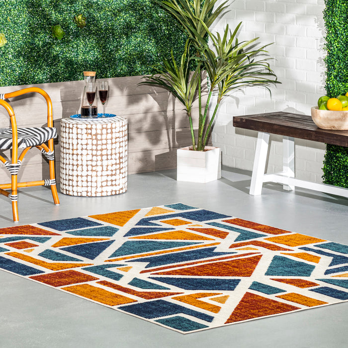 Sarah Geometric Indoor Outdoor Rug Rust 120x170 cm