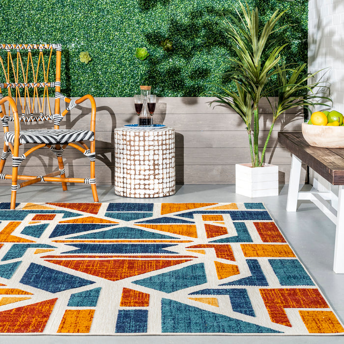 Sarah Geometric Indoor Outdoor Rug Rust 120x170 cm