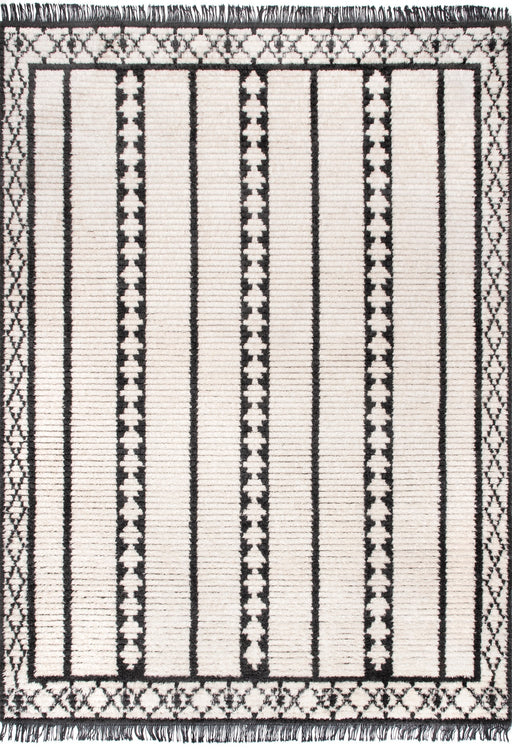 Sasha Beige Striped Tasseled Area Rug 76 x 152 cm