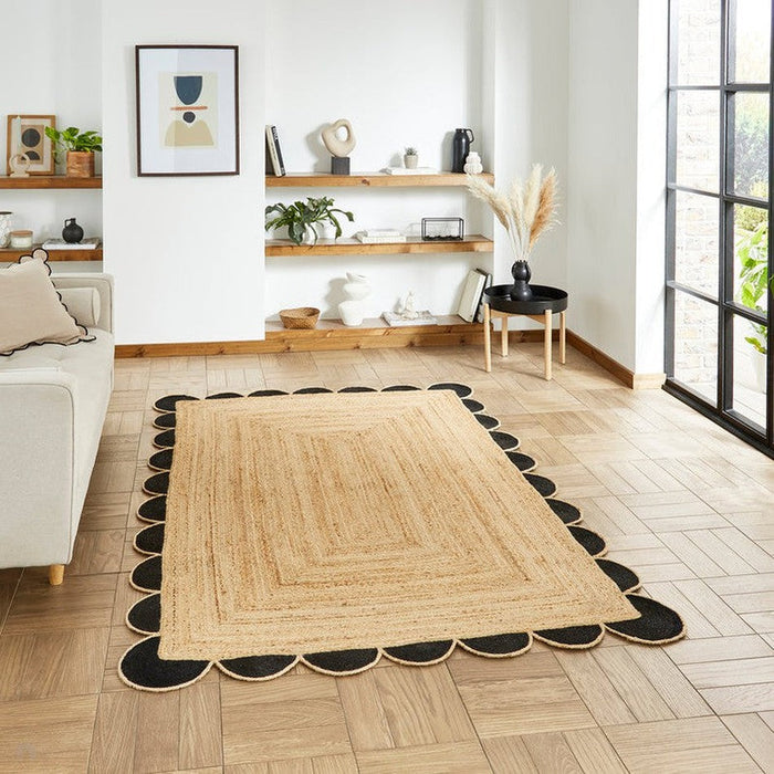 Savannah Jute Scallop Natural/Black Rug