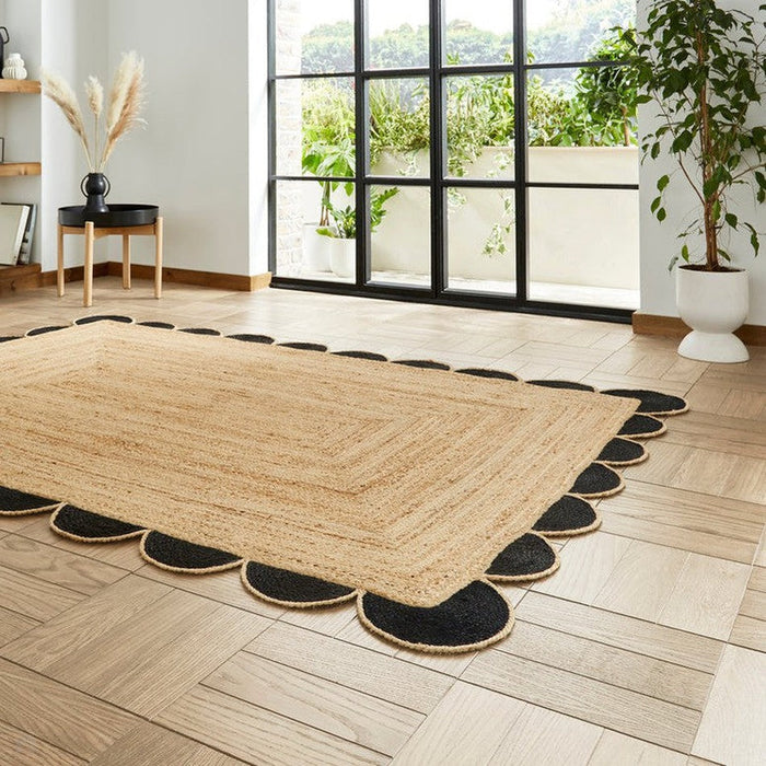 Savannah Jute Scallop Natural/Black Rug